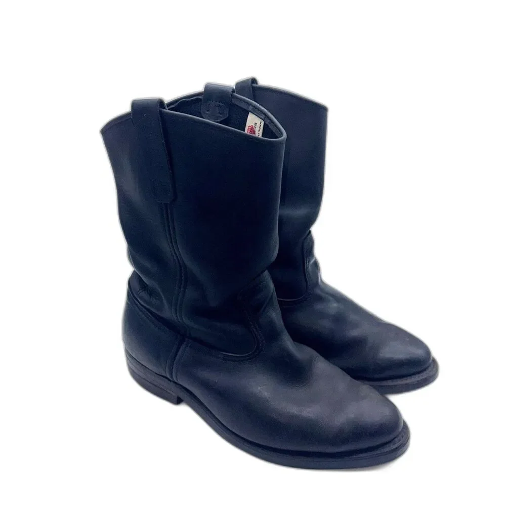 Vintage Red Wing Shoes Men's Pecos Leather Work Boot - Black 11/11.5